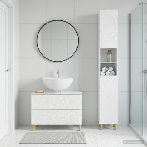vidaXL Ensemble de 2 meubles de salle de bain DELFT Blanc brillant (1/5)