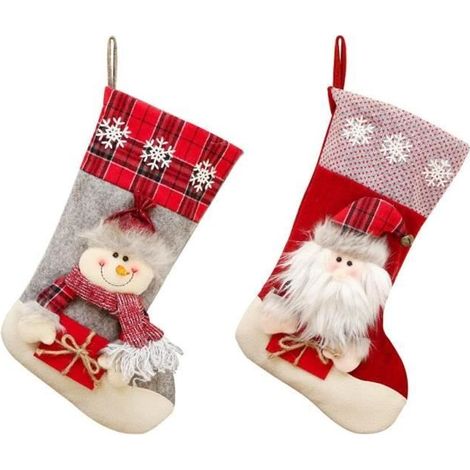 Christmas Stockings - Festive Decor - Red - Fabric - 22x46 cm - Set of 2 (1/4)