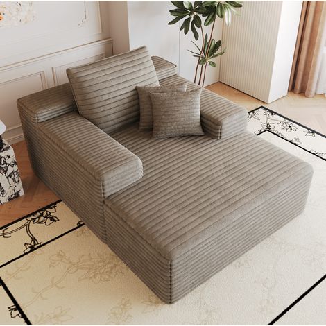 Chaise longue de pana 115 x 159 x 60 cm sin montaje camel DESVIAE (1/5)