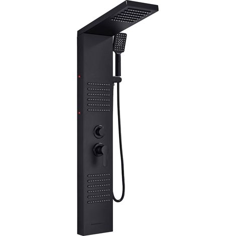 Sistema a pannello doccia con 4 modalità e LED Sistema a pannello doccia con 4 modalità e LED con set doccia massaggiante, nero (1/5)