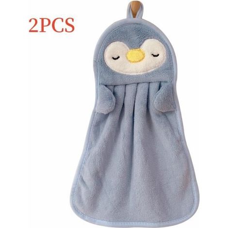 Torchons de Cuisine - Animal Mignon - Serviette Suspendue - 36x25CM - Bleu - 2 pièces (1/4)