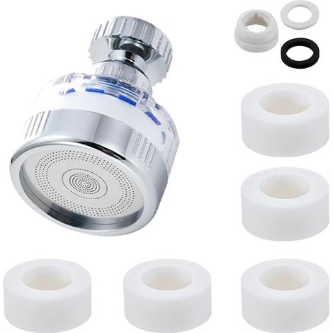 Filtres à eau pour robinet avec 5 éléments filtrants, cartouche filtrante rotative à 360° pour robinet d'évier, filtre pour robinet de cuisine et salle de bain, purificateur d'eau dure, élimine le chl (1/5)