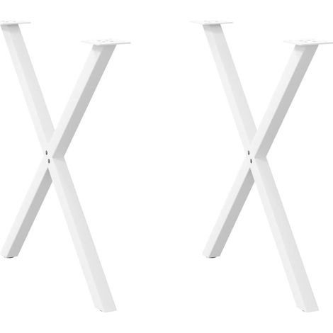 Esstischbeine X-Form 2 Stk. Weiß 70x(72-73) cm Stahl (1/5)