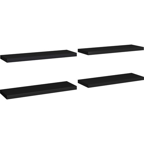 Étagères murales flottantes 4 pcs Noir 80x23,5x3,8 MDF (1/5)