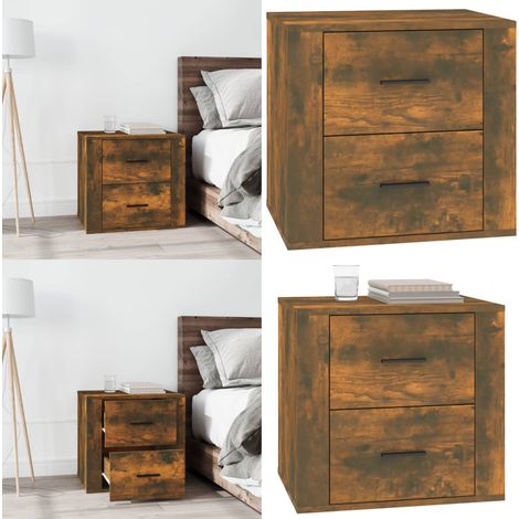 Nachttisch Räuchereiche 50x39x47 cm - Nachttisch - Holzwerkstoffmöbel - Schlafzimmermöbel - Wohnzimmerschrank - Sideboard - Home & Living
