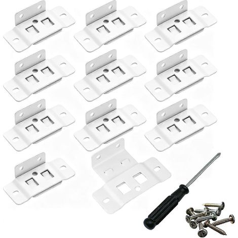Lot de 10 équerres de fixation rapide en L pour meubles équerres d'angle robustes avec vis blanc 10 pièces (1/5)