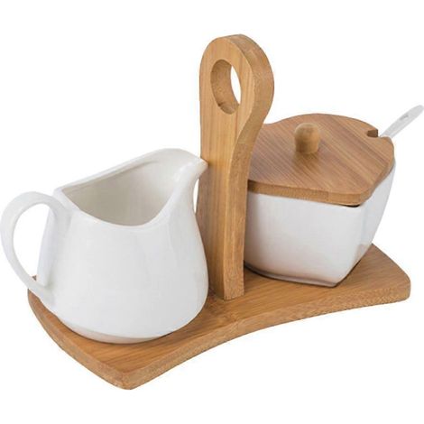 1 pot à sucre en céramique avec plateau et cuillère. (1/3)