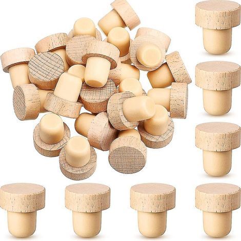 Set of 24 reusable wooden T-shaped cork wine bottle stoppers, An-haoyi-AquaForge (1/5)