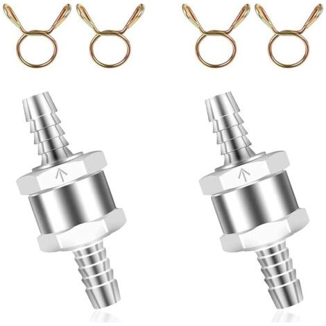 Clapet anti-retour pour carburant, essence, diesel, huile végétale, eau, 8 mm, 2 pièces avec quatre colliers de serrage (1/5)