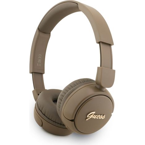 Cuffie on-ear wireless Bluetooth V5.3 con logo Guess in metallo (marrone) (1/4)