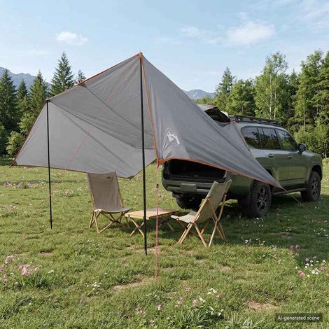 vidaXL Vehicle Awning with Roof Grey and Orange 518 x 580 x 215 cm (1/5)