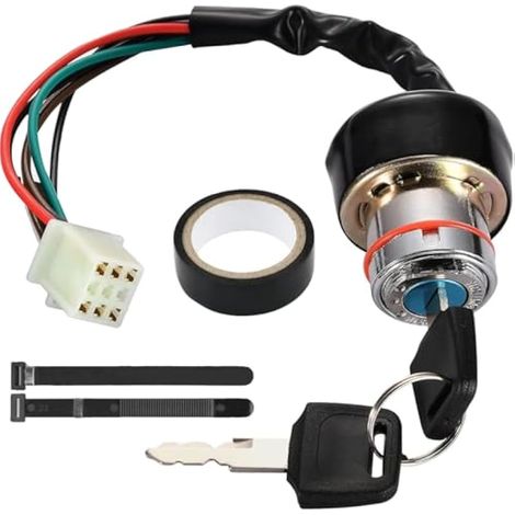 Contacteur à clé 6 Fils pour 50cc, 70cc, 90cc, 110cc, 125cc, 150cc, 250cc, pour Taotao, pour Redcat, pour Roketa, pour Sunl, ATV, 4 Roues, Moto, Scooter, Quad, Dirt Bike, Pit Bike, Kart (1/5)