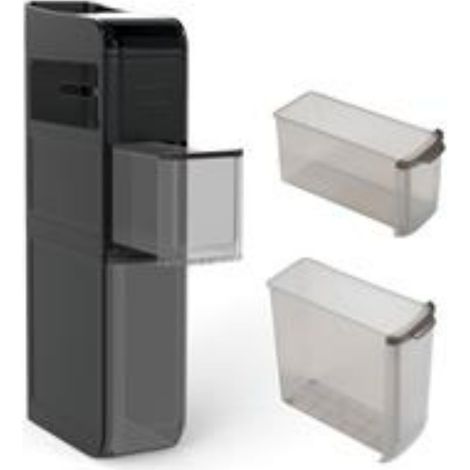 Mobiletto portaoggetti stretto 43 x 18 x 88 cm con 2 cassetti e 4 ruote per bagno moderno in plastica nera 200016258