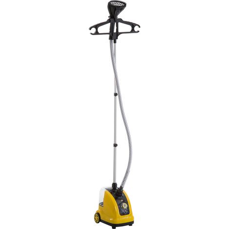 HOMCOM Plancha de Vapor con Depósito de 1,4 L y Temperatura Ajustable a 11 Niveles tipo Centro de Planchado Vertical 1800W 26x21,5x146 cm Amarillo (1/5)