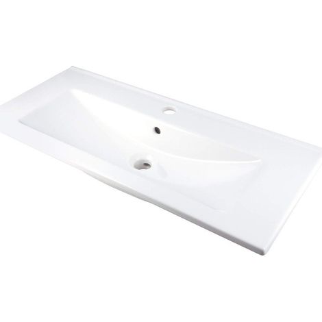 Lavabo in ceramica ad incasso con basetta per rubinetteria bianco 36x81,5 cm - Rober