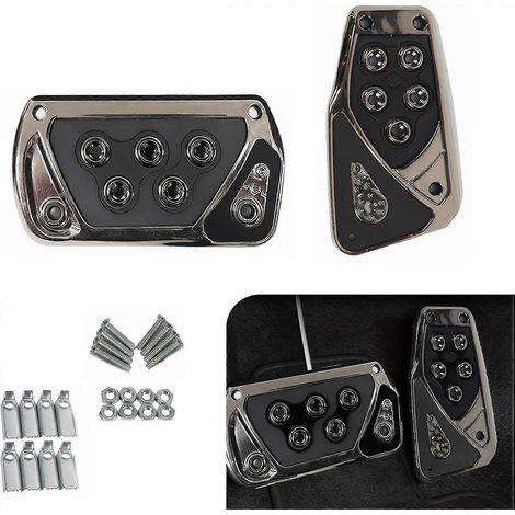 NoirLot de 2 pédales automobiles, antidérapantes, sans perçage, pour frein et accélérateur de transmission automatique, compatibles avec la plupart des modèles. (1/5)