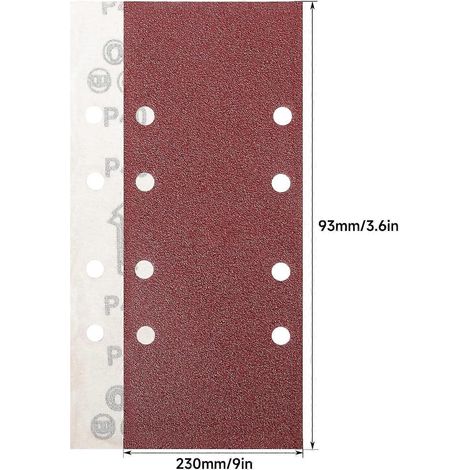 Lot de 30 feuilles abrasives 93 x 230 mm, grain 240, pour ponceuses orbitales. Idéal pour le ponçage, le polissage, le bois et la peinture. (1/3)