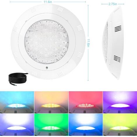 Lampada Piscina Subacquea LED RGB 36W PAR56 Impermeabile IP68 12V DC/AC Angolo di Fascio 120° con Telecomando 5 Colori Regolabili-AUTRES (1/4)