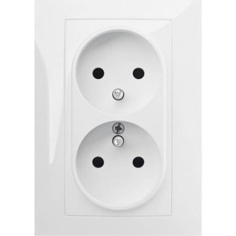 Enchufe monolítico Santra 2x2P+Z con marco, empotrable, blanco 4135-00