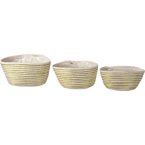Lot de 3 paniers de rangement et cache-pots en corde blanche 26 23 20 cm - PANGIVO (1/3)