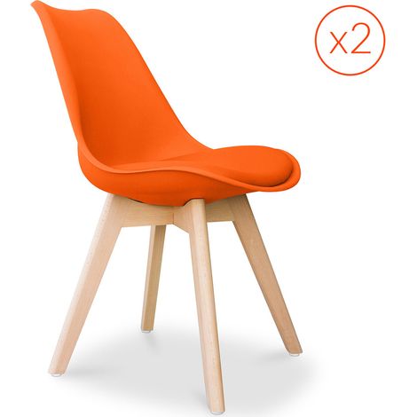 Lotto di 2 Sedie Denisse design scandinavo Arancione