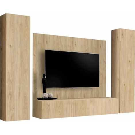 Ensemble Meuble TV Mural "Fly AP1" 260cm Naturel (1/2)