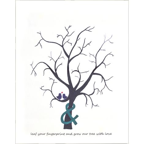 Arbre D'empreintes Diy Pour Livre D'or - Décoration Mariage Anniversaire Fête - Cadeau Souvenir Personnalisé - 1 Pièce (1/5)