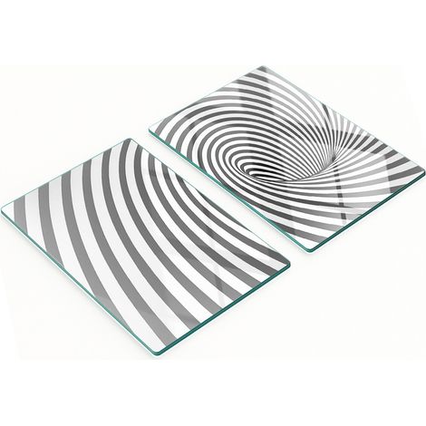 Tablas de cortar de vidrio para cocina con gr谩ficos en espiral y rayas, 2 x 40 x 52 cm.