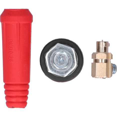 DJK 10-25 Welding Cable Plug and Socket Quick Cable Connector (Sold in packs of two) Red (1/5)