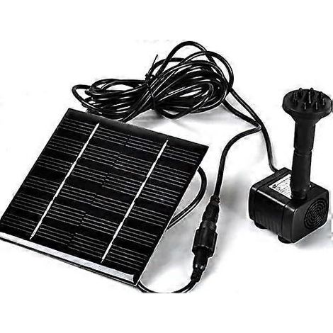 Pompe solaire pour jardin et piscine, livrée avec panneau solaire, câble de 3 m et 4 adaptateurs. (1/4)