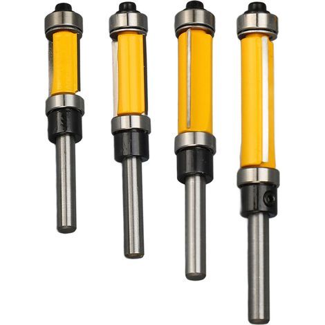 4-teiliger Fräsersatz für bündiges Fräsen, 2 Schneiden, 1/4-Zoll-Schaft, 1/2-Zoll-Schnittdurchmesser, obere und untere Anlaufkugellager (1/5)