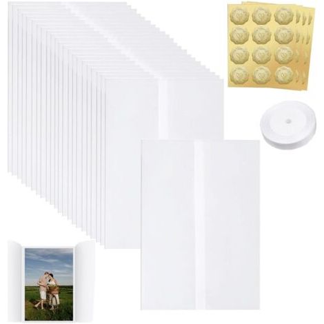 Papier Vélin, Lot de 40 Feuilles de Papier Parchemin, 21 x 15 cm Enveloppes en Parchemin InvitationsVélin Translucide, Papier Calque Plié pour Invitations de Mariage, Fête D'anniversaire (1/5)