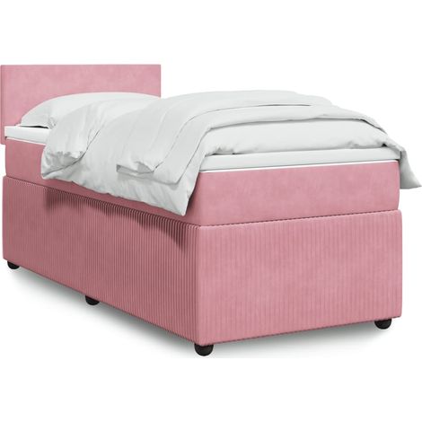 Cama box spring con colchón terciopelo rosa 90x200 cm vidaXL (1/5)