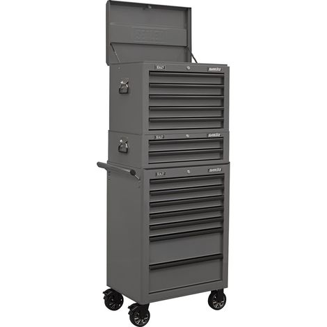 Sealey APSTACKTGR Superline PRO® Topchest, Mid-Box Tool Chest & Rollcab Combination 14 Drawer - Grey (1/5)