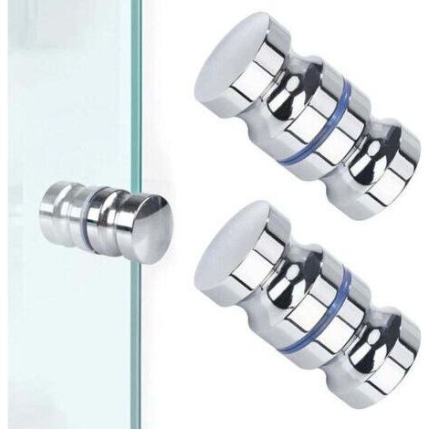 2 Pièces Bouton De Porte De Douche,Porte De Douche Ronde Bouton De Porte Inox Boutons De Douche Bouton De Porte De Douche Poignées De Porte Pour Salle De Bain Porte En Verre Porte Coulissante (1/4)