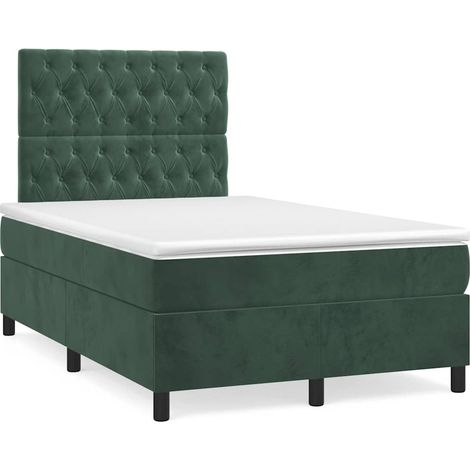 Boxspringbett mit Matratze Dunkelgrün 120x190 cm Samt