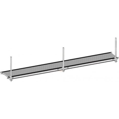 Echafaudages Stéphanois – Passerelle échafaudage aluminium 6 m – 3 potelets pour tubes garde corps diamètre 49 mm – Accessoire pour échafaudage (1/2)