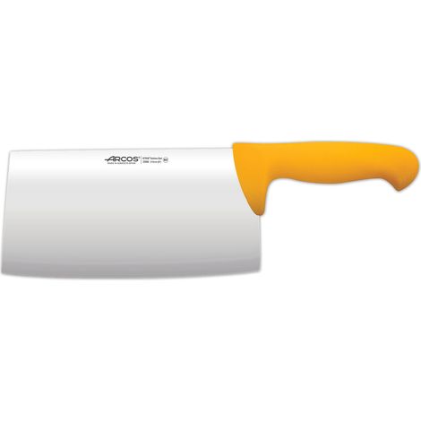 Macheta Arcos Farbe - Prof  298600  in Edelstahl Nitrum und mango ergonomische gelbe Polypropylen-Platte von 21,5 cm, und 3 mm dick in einer Box.