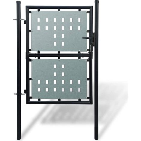 Portail de jardin noir à une porte 100x125 cm