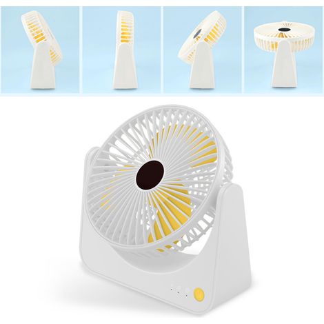 Ventilateur de bureau USB compact et silencieux, portable et rechargeable, blanc. Idéal pour la maison, les chambres d'étudiants et le bureau. (1/5)