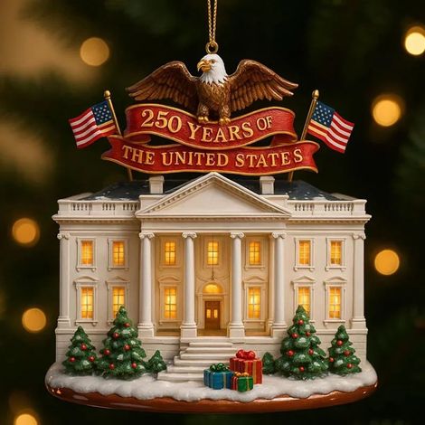 Ornement Commémoratif - 250e Anniversaire Des États-Unis - Décor Arbre De Noël Et Affichage Annuel - 8 Pouces - 1 Pièce (1/5)