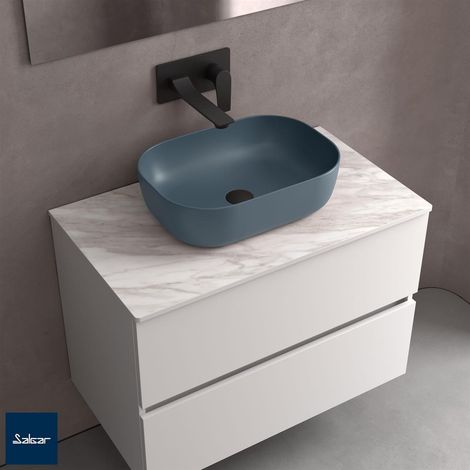 Lavabo à poser CARLA sans siphon ni bonde à clapet PORCELAINE DENIM Ø 360 x 105 mm 1 (1/3)