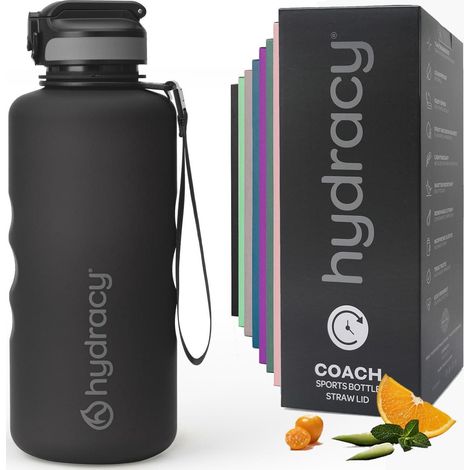 Trinkflasche Zeitmarkierung BPA frei 2L Strohhalm Space Greu (1/5)