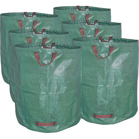 6 Sacs de Jardin avec Poignées - 272L Grande Capacité, Double Fond - Résistant aux UV et Imperméable - Sac de Déchets Réutilisable et Solide (1/5)