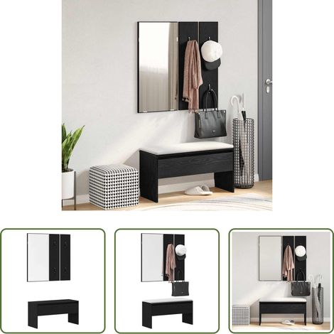 Meubles de couloir - Ensemble de meubles d'entrée 4 pcs Chêne noir Bois d'ingénierie (1/5)
