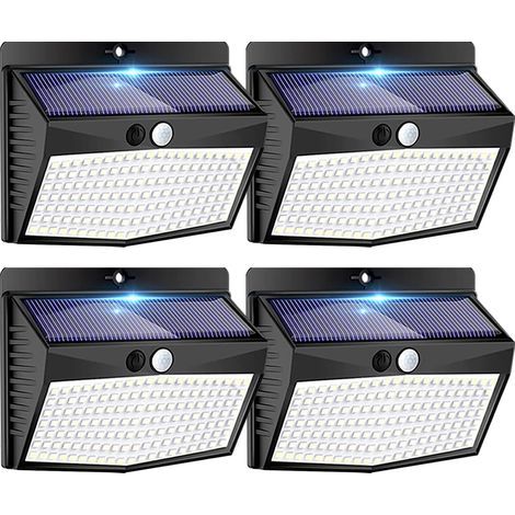 Outdoor solar motion-activated lights – Pack of 4 – 138 waterproof LEDs – 3 lighting modes – (White light) (1/5)