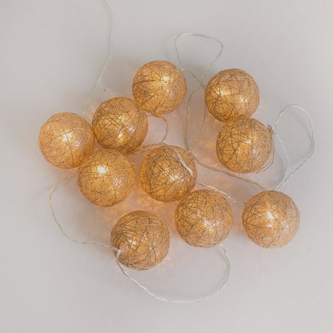 Luci natalizie decorative PALLINA. Realizzate in fibre naturali e plastica. Lunghezza 330 cm e luce LED calda. Realizzate in Spagna (1/4)