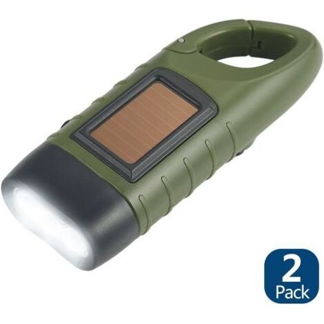 2er-Pack LED-Solartaschenlampe & Kurbeltaschenlampe, wiederaufladbar, für Outdoor-Aktivitäten, Notlicht - Grün [Energieklasse A+++] (1/4)