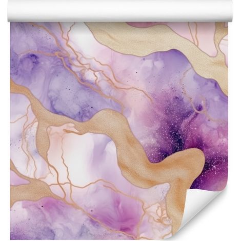 Papier peint encre violet et beige pour salon et chambre 50x1000 cm (1/5)