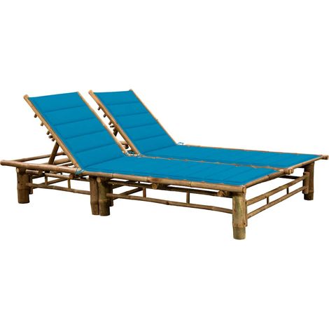 vidaXL Chaise longue pour 2 personnes avec coussins Bambou (1/5)